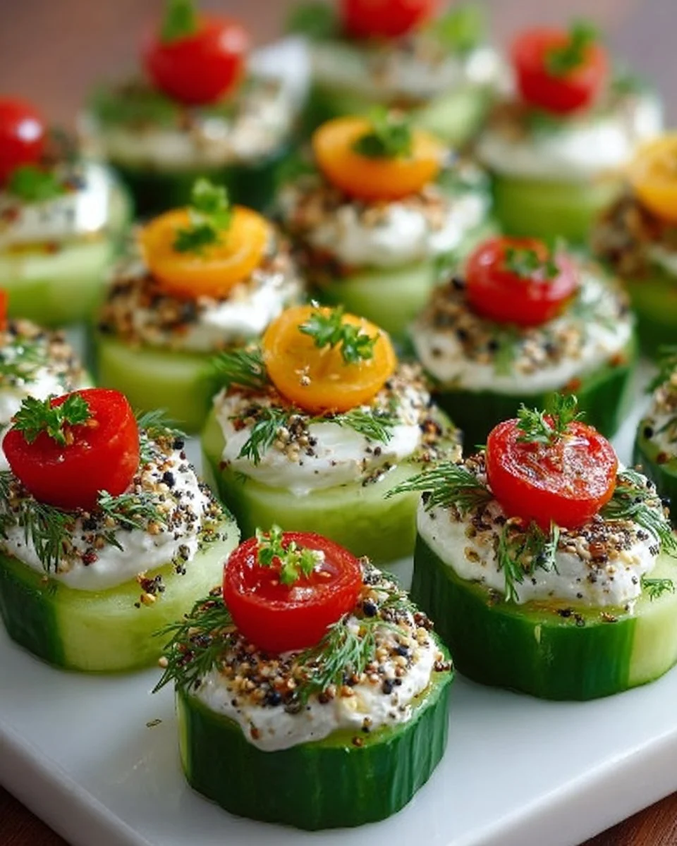 Alles Bagel Gurken-Häppchen