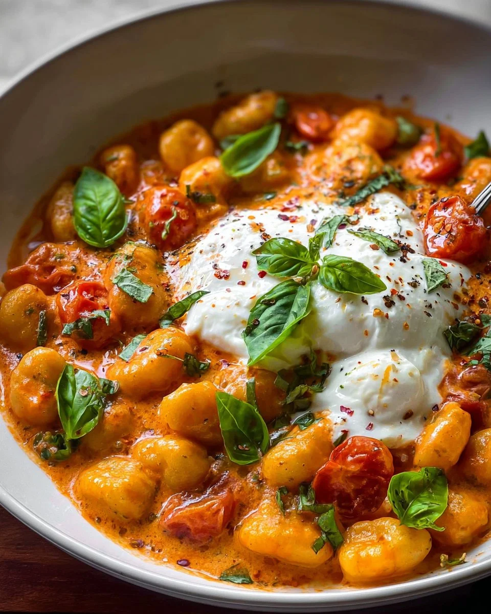 30 Minuten cremige Tomatengnocchi mit Burrata