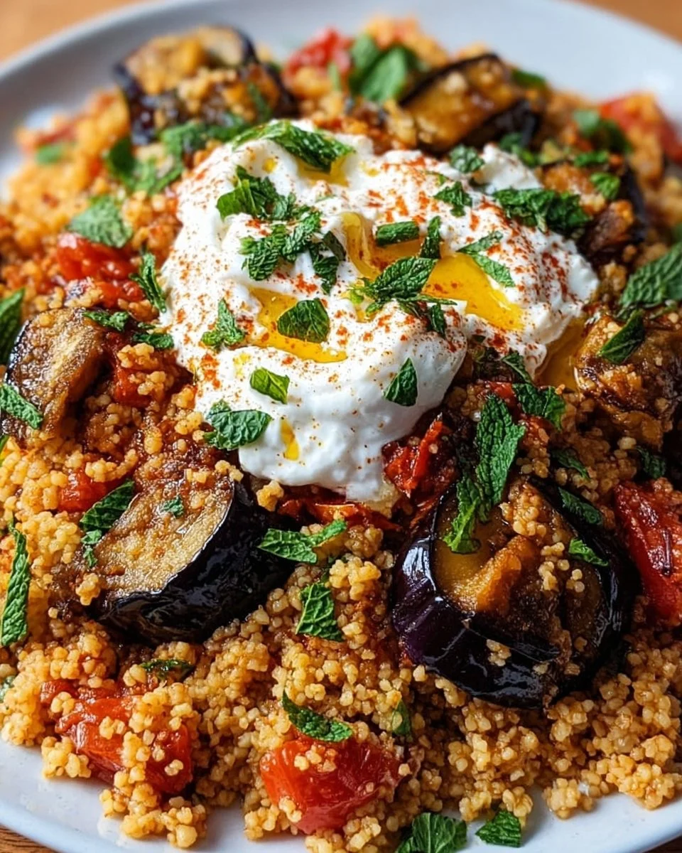 Bulgur mit Tomaten, Auberginen und Joghurt