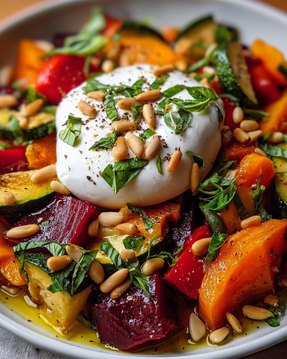 Burrata-Salat mit geröstetem Gemüse