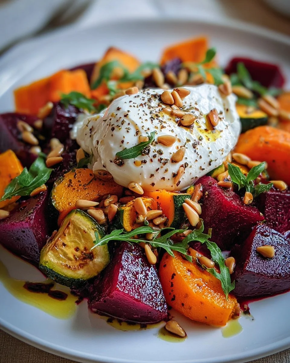 Fried Beetroot Salad with Burrata