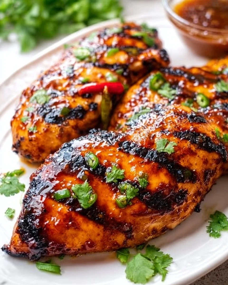 Gegrilltes Chili-Pfirsich-Hühnchen