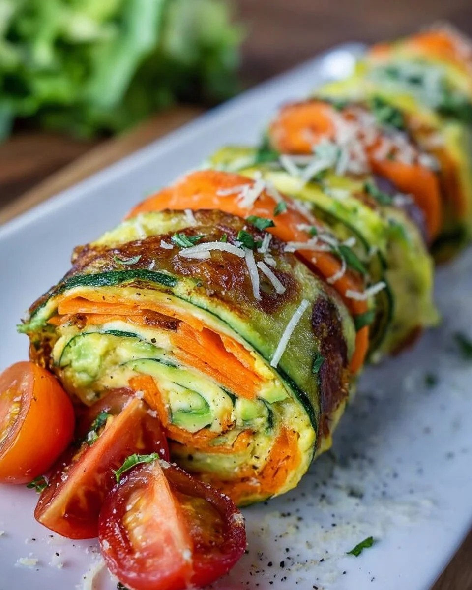 Gesunde Gemüserolle gefüllt mit Avocadocreme