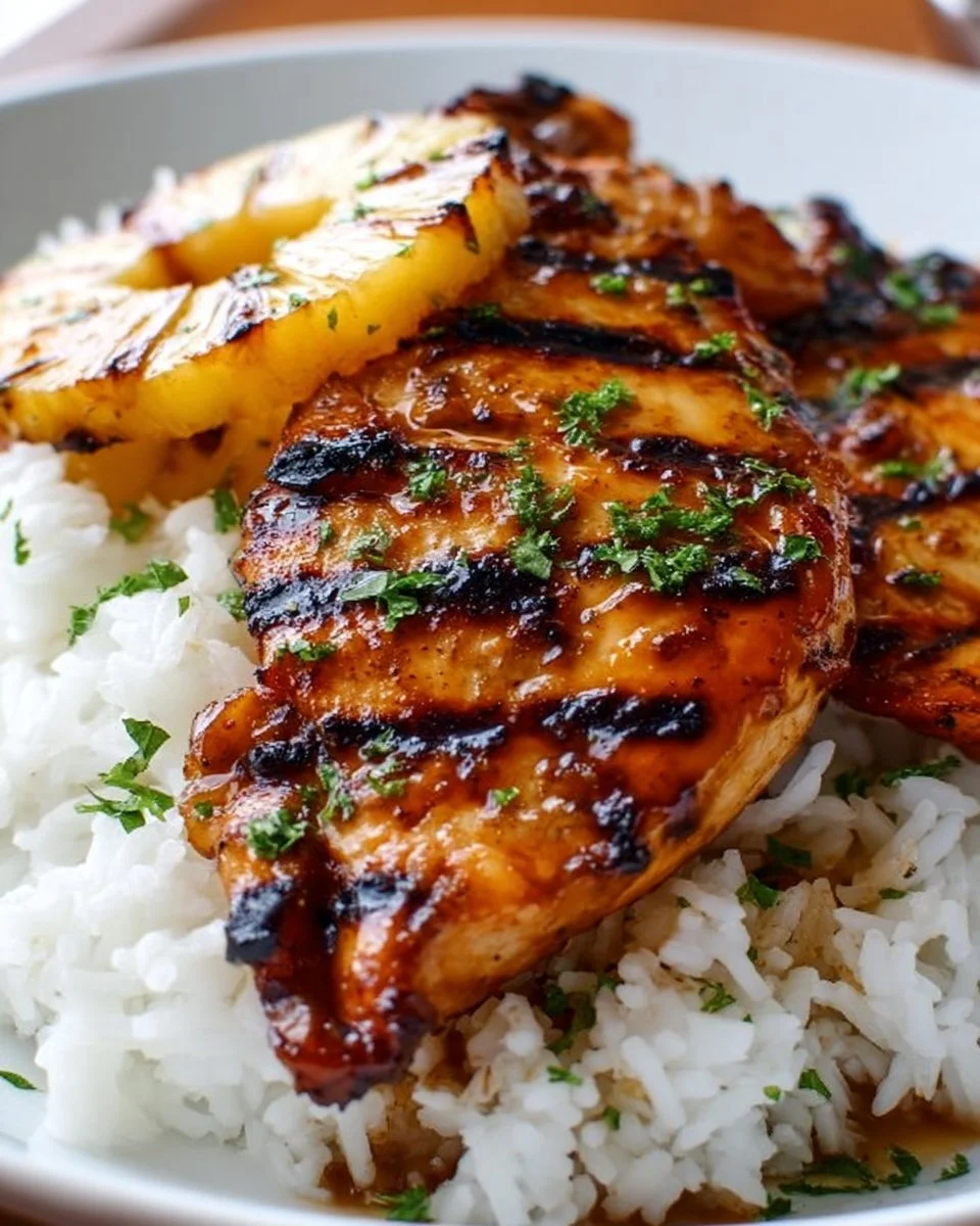 Grilled Hawaiian Chicken with Coconut Rice