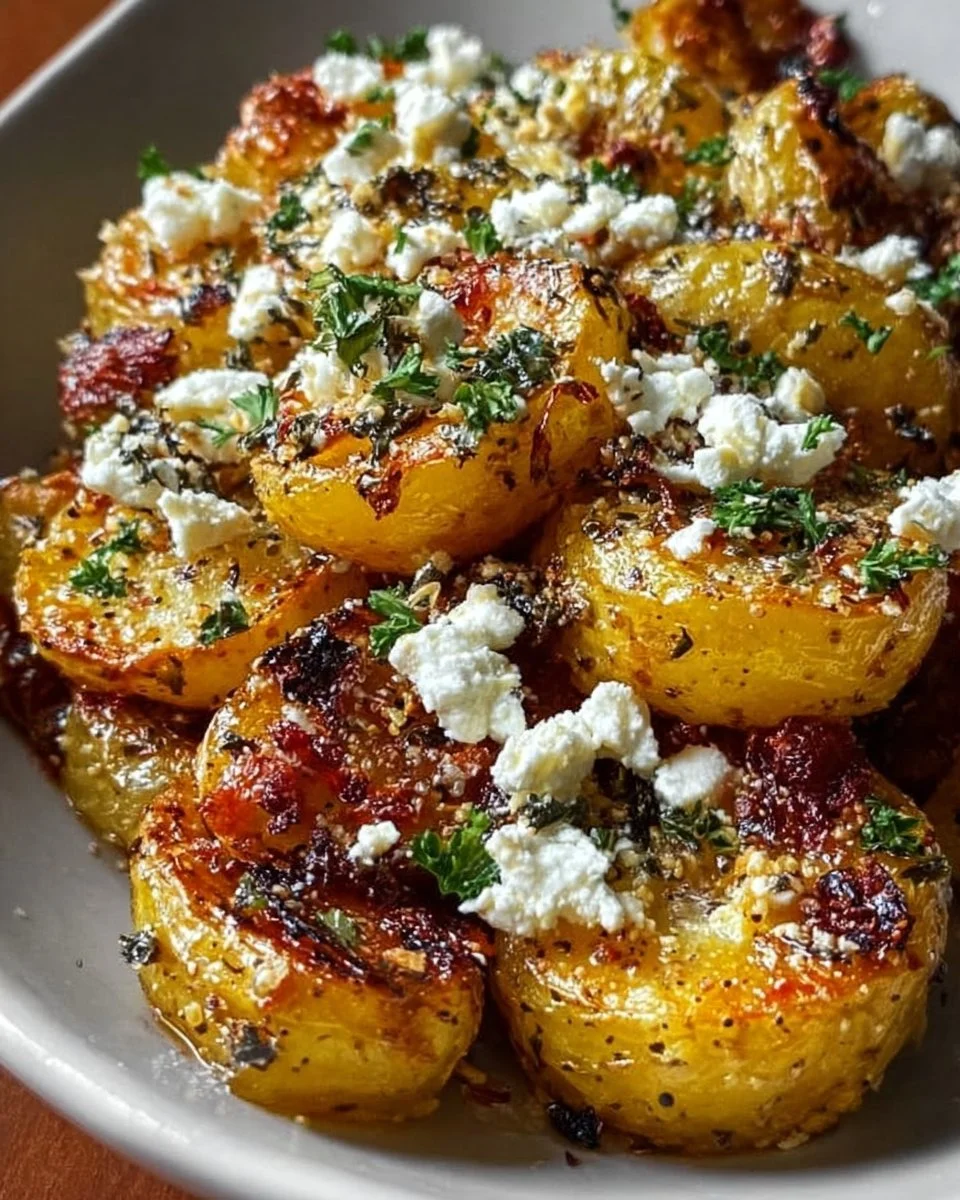 Knusprige Kartoffeln mit Feta &amp; Knoblauch
