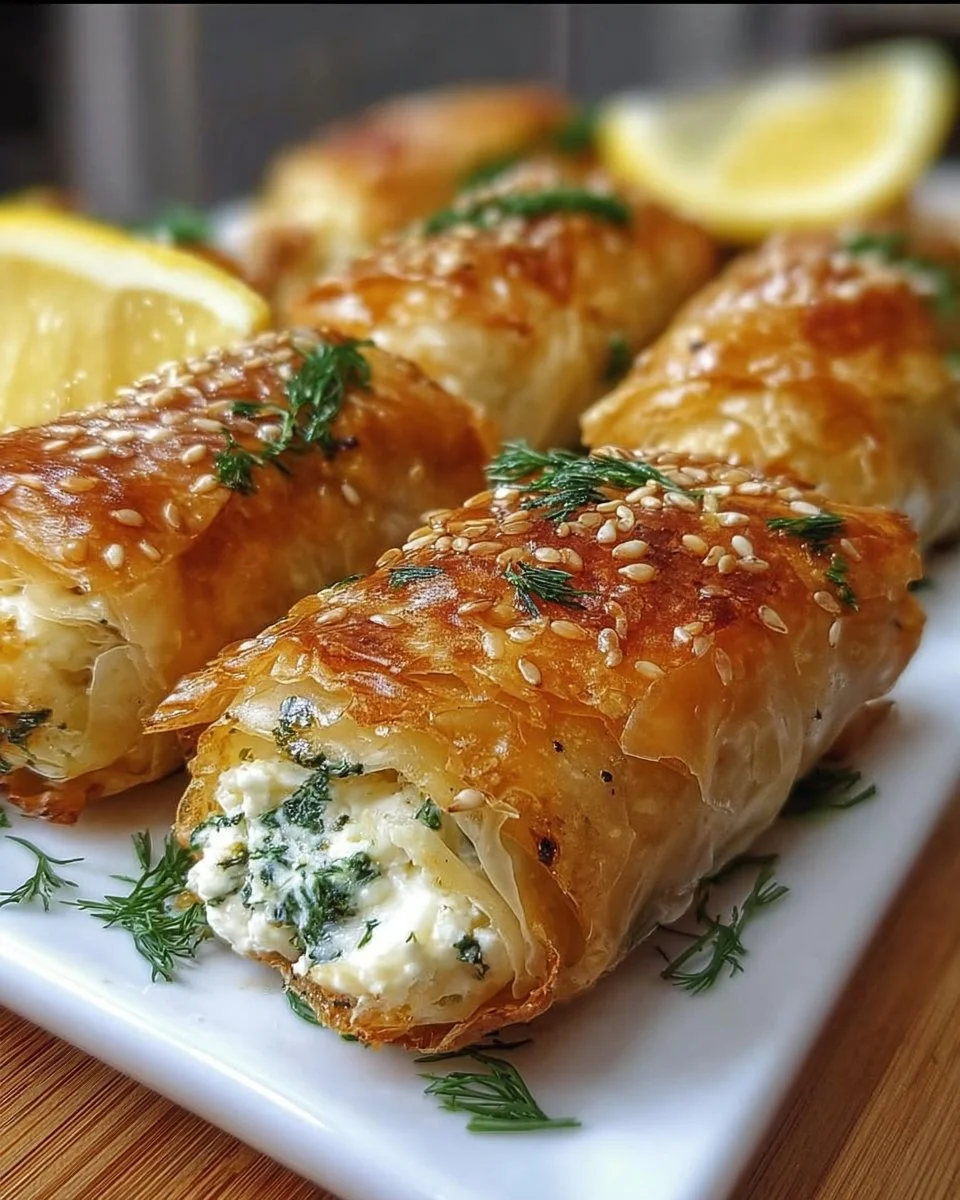 Knusprige Ofen-Feta-Röllchen