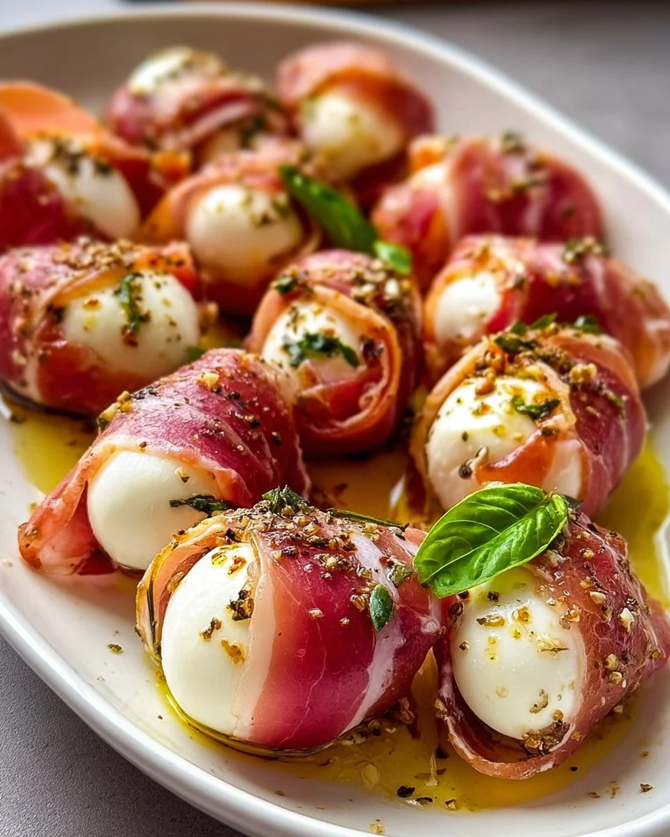 Prosciutto umhüllte Mozzarella Häppchen – Blitzschnell &amp; Köstlich