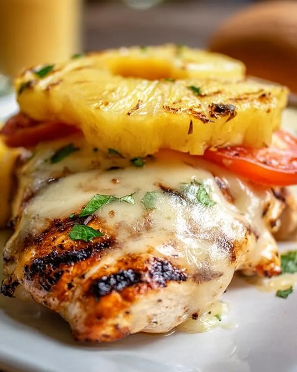 Süß-sauer gegrilltes Hähnchen mit geschmolzenem Käse und frischer Ananas ist ein einfaches und geschmackvolles… | Sommerrezepte Abendessen, Rezepte, Grillrezepte