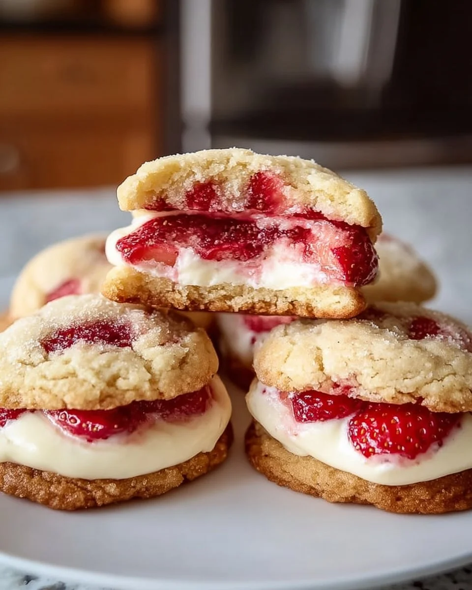 Gefüllte Erdbeer-Käsekuchen-Kekse