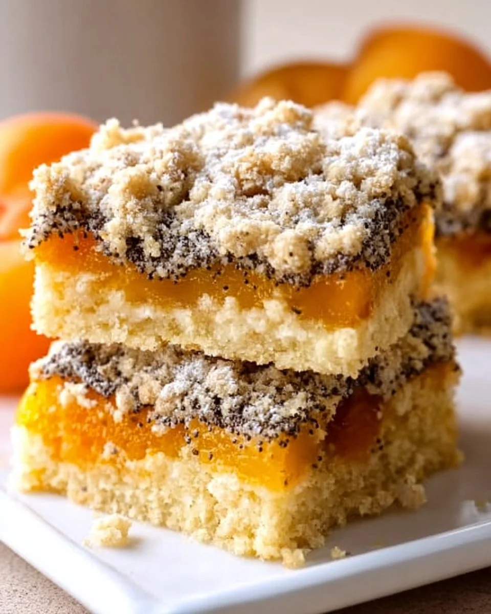 Saftige Mohn-Aprikosen-Schnitten mit Streuseln