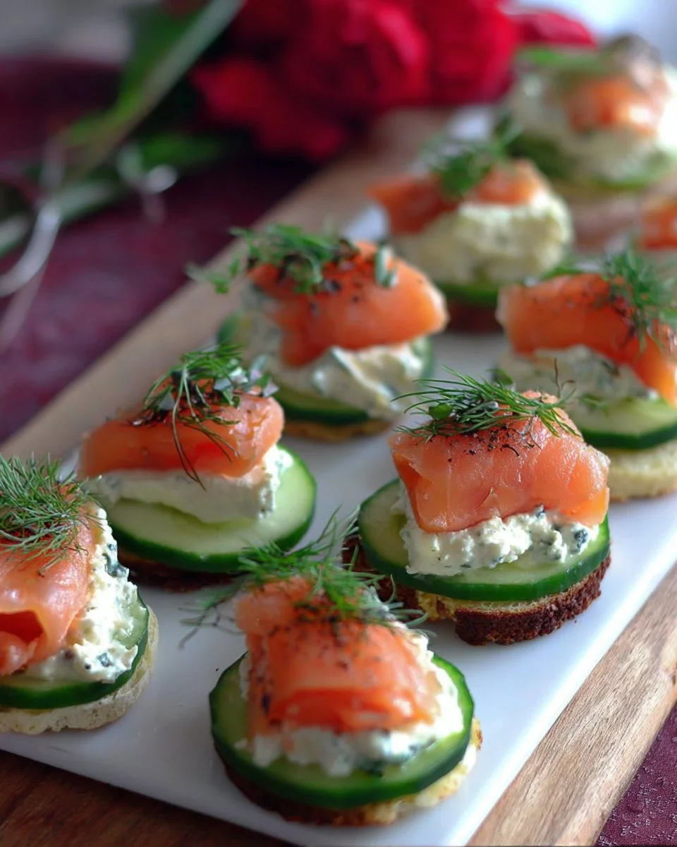 Schnelles Fingerfood am Vortag zubereiten: Kaltes Fingerfood mit Frischkäse, Lachsfilet und Gurken