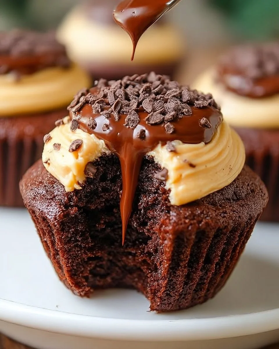 Schokoladen-Lava-Fudge-Cupcakes mit Erdnussbutter